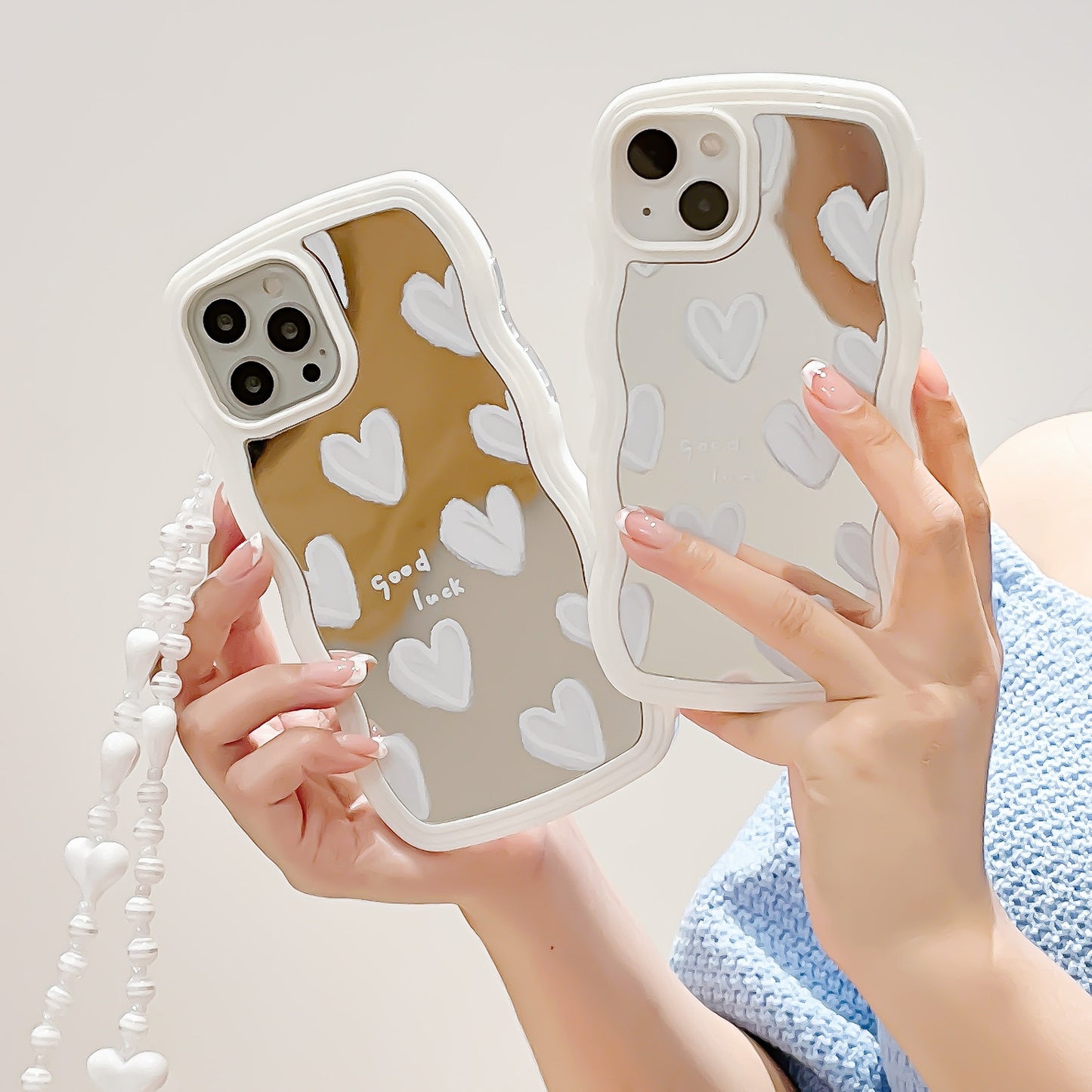 White Mirror Heart Phone Case