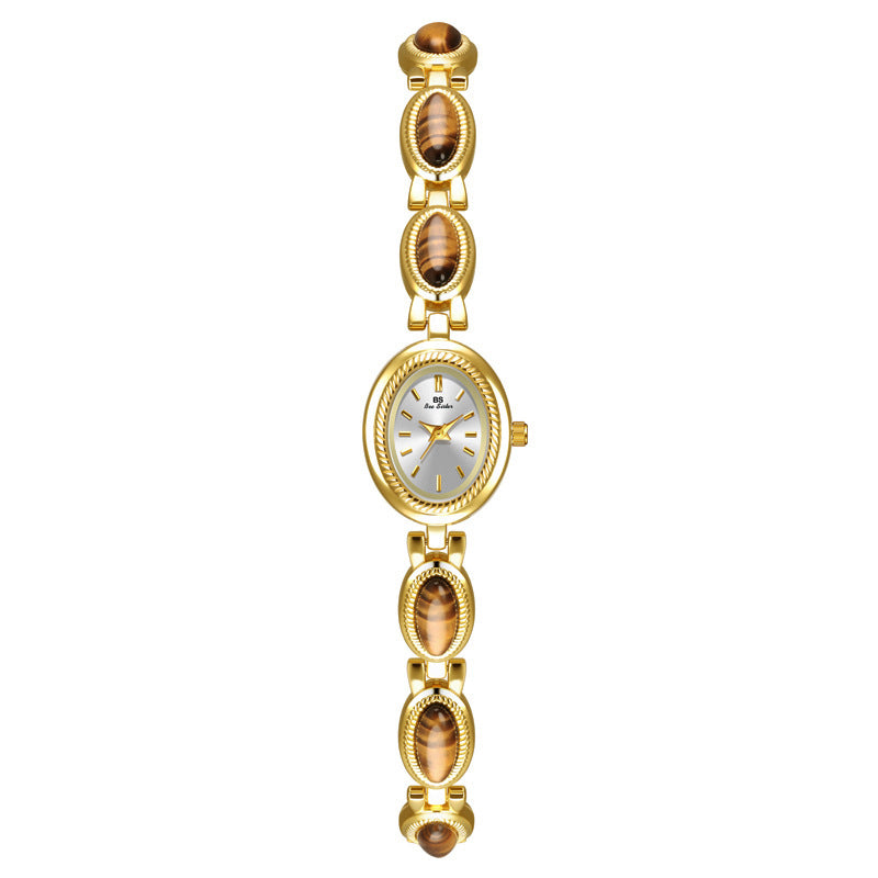 Champagne Gold Tone Tigereye Chain Watch